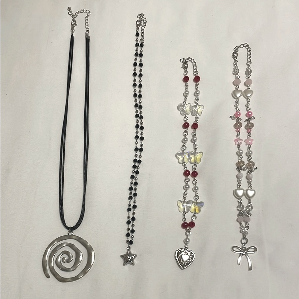 Y2K silver necklace bundle
